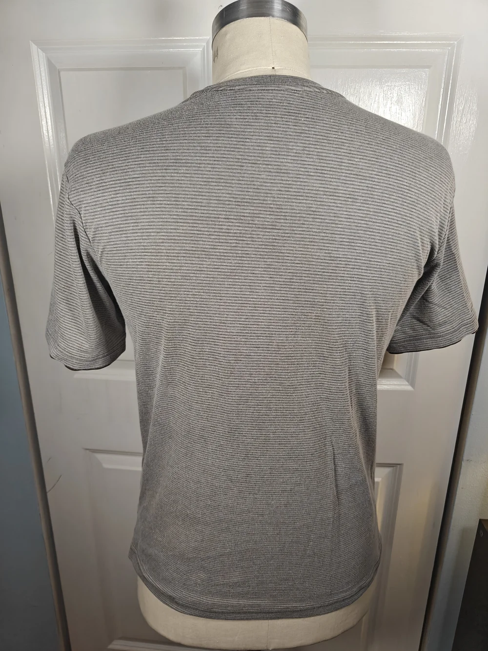 David Taylor Mens Medium Brown Cream Micro Stripe Textured Knit T-Shirt